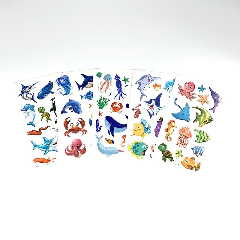 10 Sheets/Set Ocean Fish Whale Fake Tattoo Stickers Cartoon Marine Life Temporary Tattoos Kids DIY Body Arms Art Tattoo Sticker