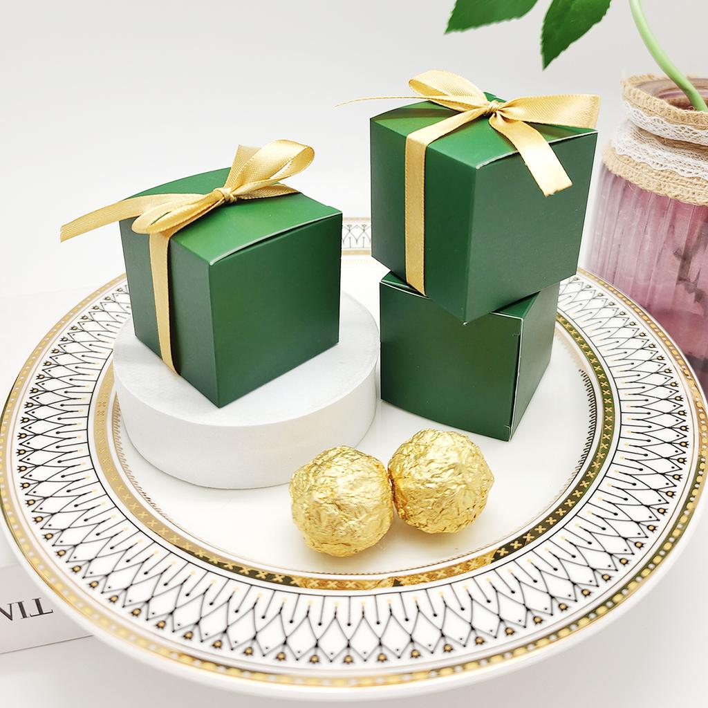 10/50 шт. зеленая квадратная коробка конфет, подарочная коробка, упаковочная коробка, вечерние, свадебные принадлежности, принадлежности для выпечки