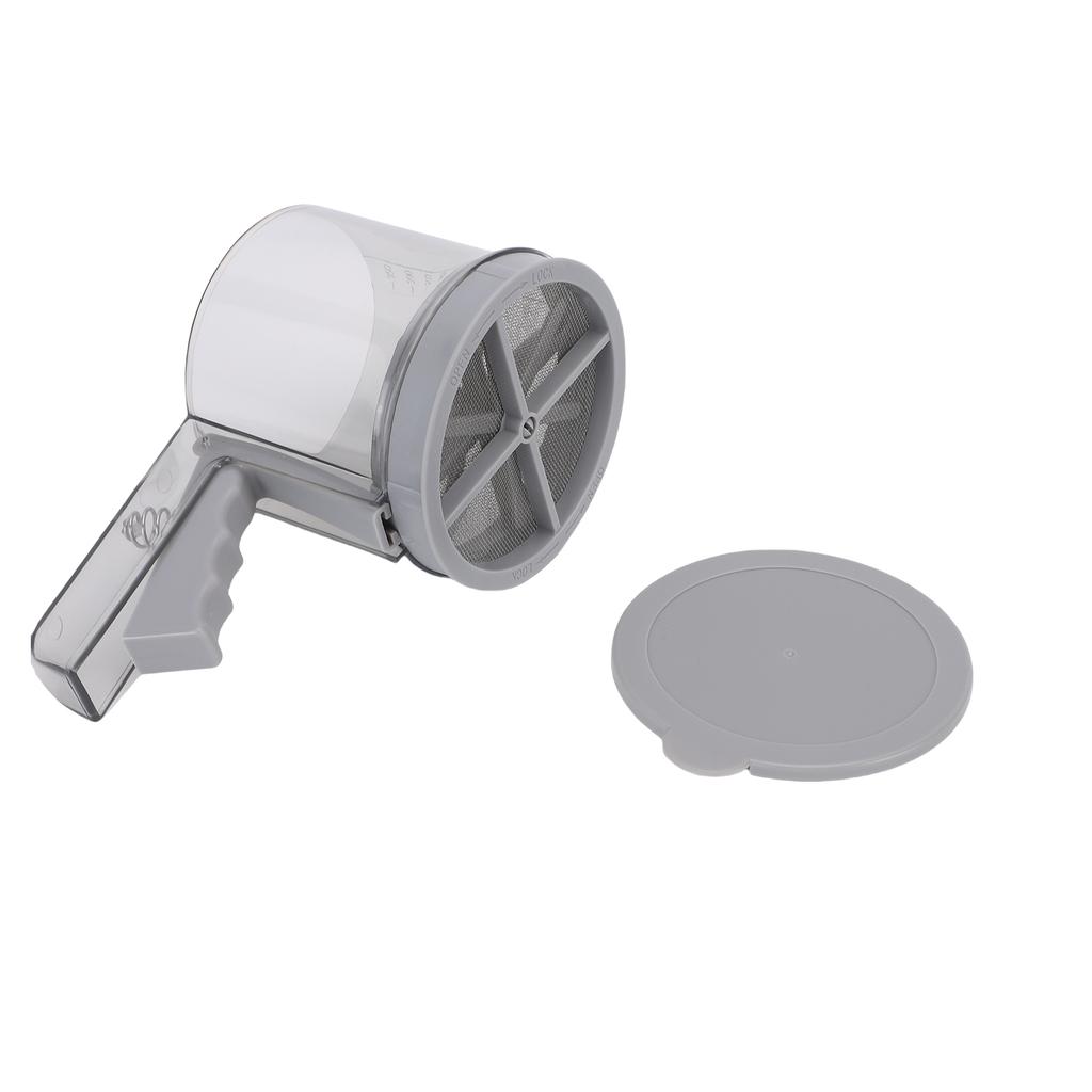  2 Layer Flour Sifter Baking Powder Sieve Stainless Steel Mesh One Hand Squeeze Mechanism for Flour Sugar Powder 
