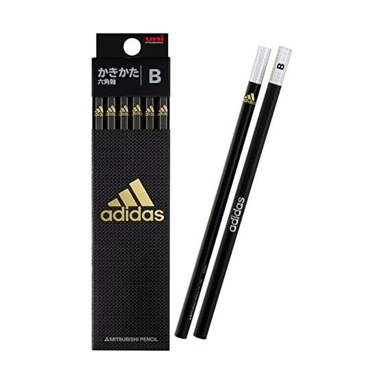 Mitsubishi Pencil x adidas Uni Карандаши для письма AI04, B, Шестигранный корпус, Черный и Золотой, 1 дюжина (12 карандашей) K5601B