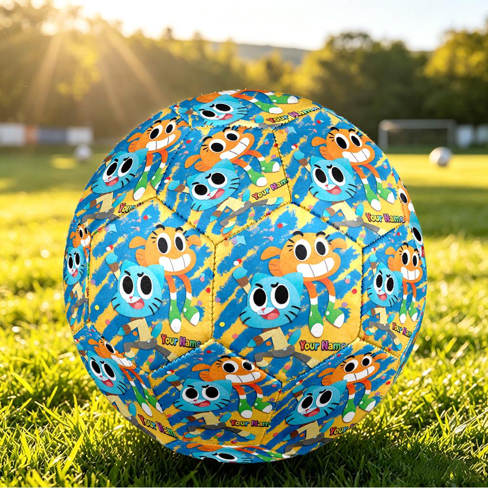 Custom Name Text Size 5 Football,Amazing World of Gumball Standard Training Soccer Ball