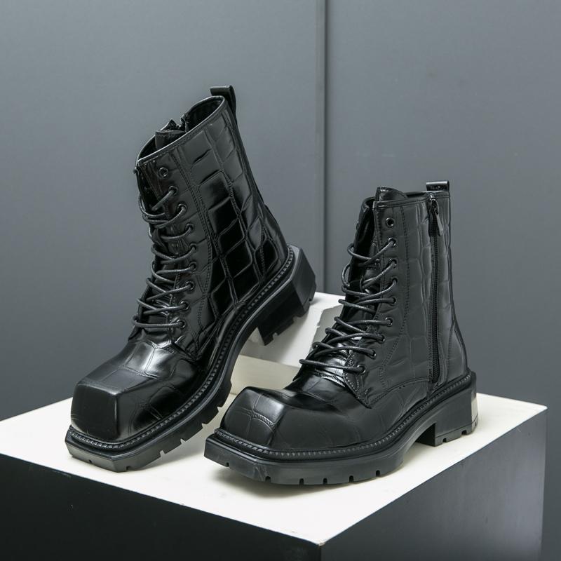 Деловые мужские кожаные ботинки челси темно-коричневые на шнуровке удобные на толстой подошве противоскользящие высокие брендовые ботинки рабочие ботинки мужские