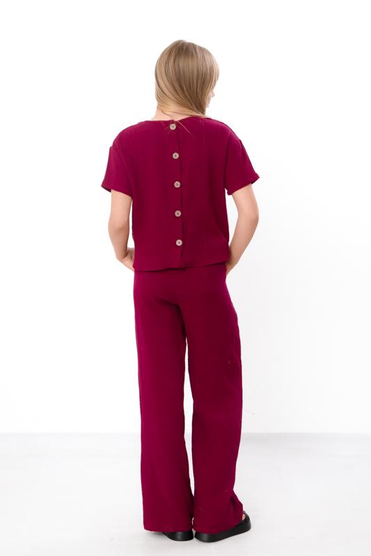Teen Girls’ Muslin Set – Lightweight Blouse with Patch Detail & Loose Pants Summer 6433-118 HC