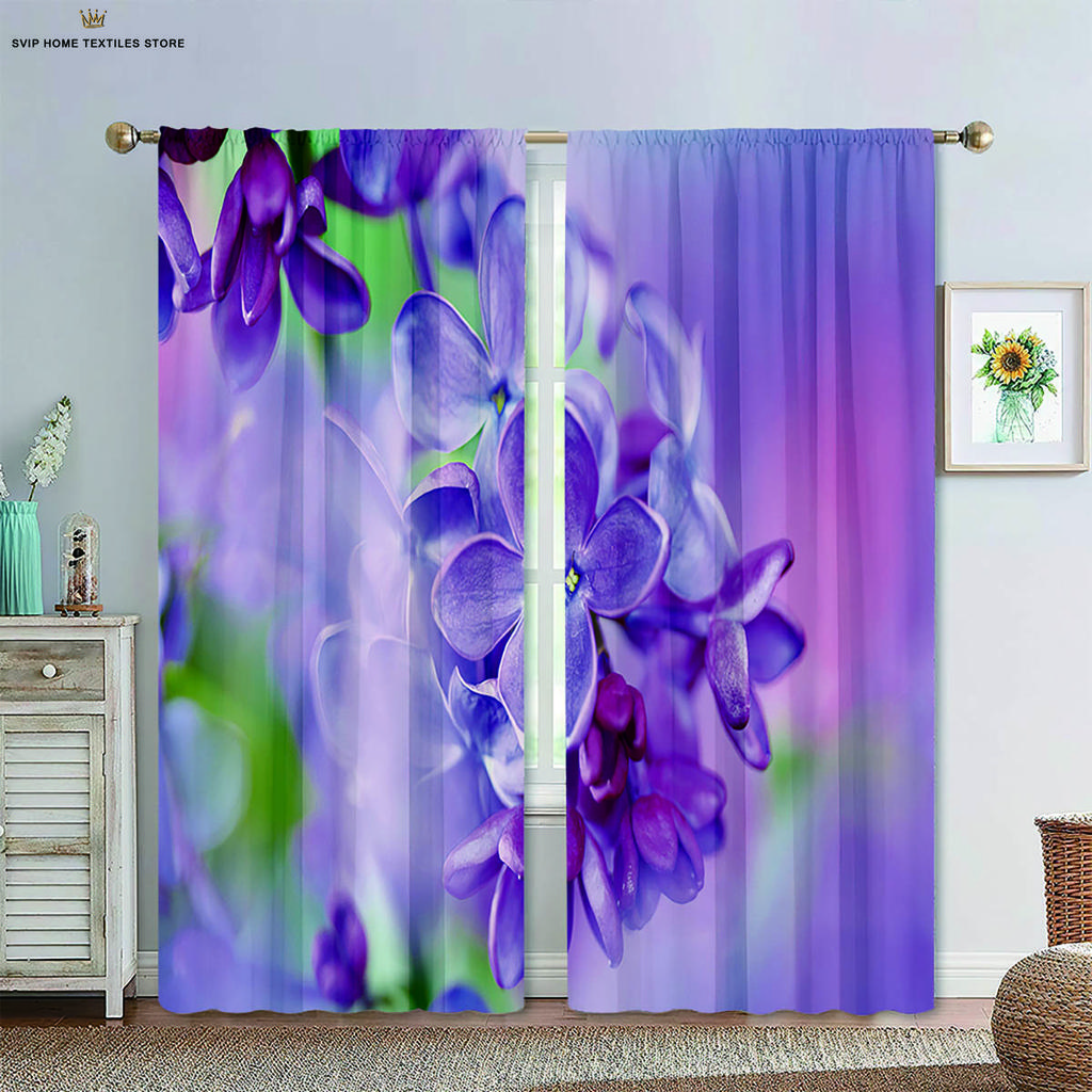 Шторы с цветочным принтом в пасторальном стиле для спальни, гостиной, кухни, декоративные, можно стирать в стиральной машине, комплект из 2 шт.