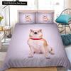 Желтый комплект постельного белья Shiba Inu King Queen, милый пододеяльник с изображением щенка, семейное одеяло с изображением домашнего животного, 2/3 предмета, полиэстеровое одеяло, покрывало