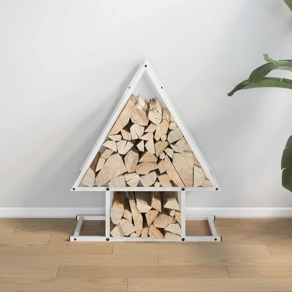 Firewood Rack White 50 x 25 x 60 cm Cold Rolled Steel