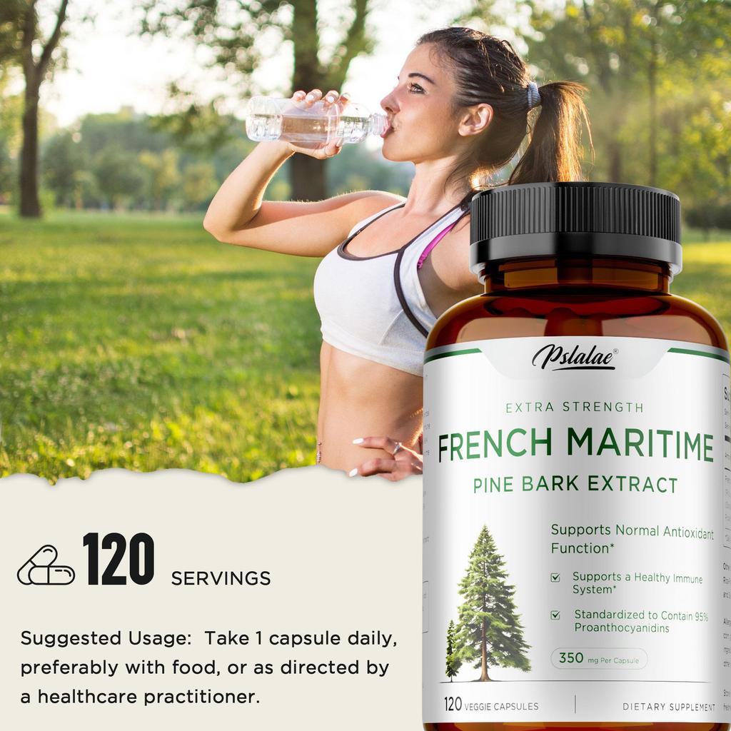 French Sea Pine Bark Dietary Supplement: Supports a healthy immune system and normal antioxidant function. 120 Vegetarian Capsules