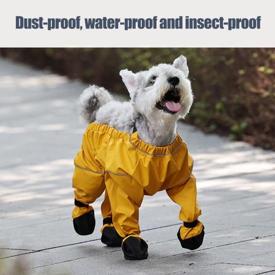 Waterproof Dog Boots with Suspender 4-Legged Dog Rain Shoes Anti-Slip Pet Paw Protector for Small
