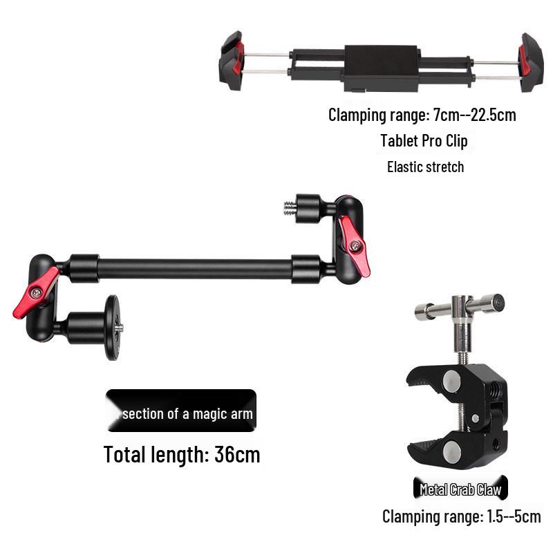 Multi-Functional Metal Crab Claw Camera Tripod with Magic Arm for Mobile Live Streaming and Photography