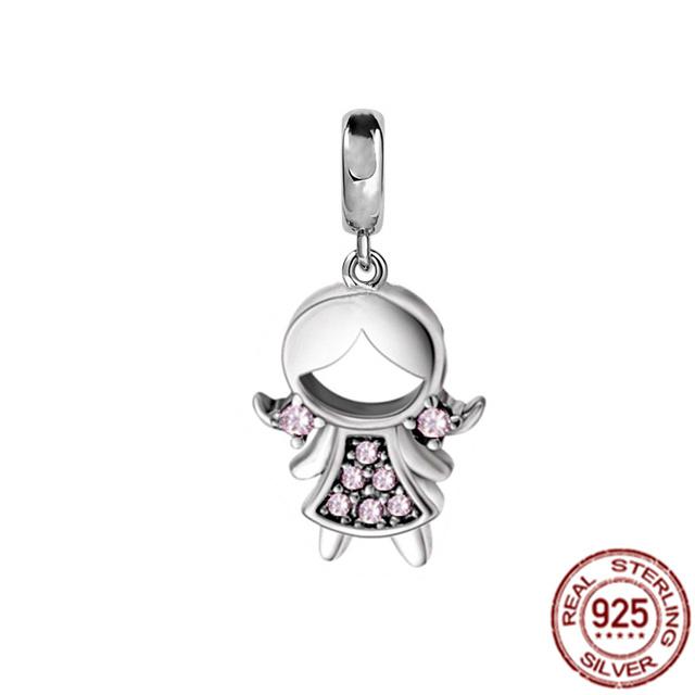 925 Sterling Silver Little Girl And Little Boy Dangle Charm Beads Fit Sweet Fasion Bracelet Bangle Diy Jewelry Gift