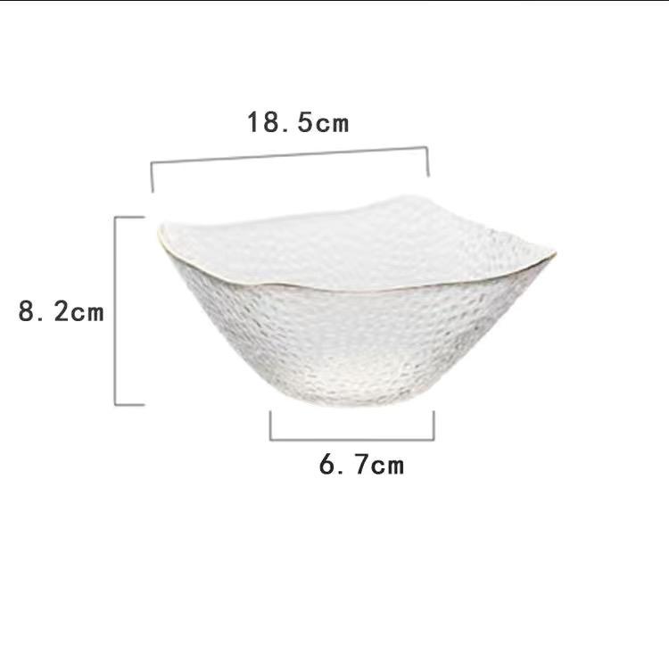 Квадратная салатница большой емкости, посуда, стеклянная салатница, миска для фруктов, миска для супа, миска для десерта, практичная кухонная утварь