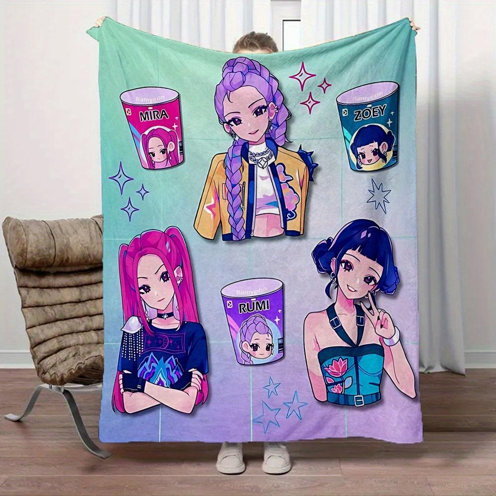 1Pc HUNTR/X Print Flannel Blanket, Comfortable for All Seasons, Home Decor, Warmth and Comfort, Perfect for Christmas Gifts821073