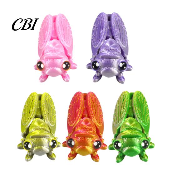 3D Printed Cicada Toy Figurine, Realistic Model with Movable Desktop Insect Ornament Joints, Stress Relief Fidget for Kids Adults Fake