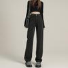 Vintage High-waisted Plain Black Color Denim Jeans, Women's Fashion, Autumn Casual Style, Slimming Straight Pants, Floor-length Trouser