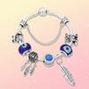 Style SS925 Silver Glass Beads Crystal Feather Dreamcatcher Bracelet With Safety Chain Fine Gift For Women With Cloth Bag