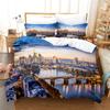 Комплект постельного белья с изображением ночной сцены города, комплект постельного белья с 3D-принтом, комплект постельного белья с цифровой печатью, комплект постельного белья размера «king-size» и «queen-size», модный дизайн