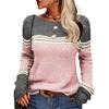 Herfst En Winter Vrouwen Crochet Temperament Commuter Tops Lange Mouwen Knit Stripe Colorblocking Ronde Hals Sweater