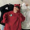 Женский пуловер с лягушкой на бархатной подкладке в корейском стиле: Свободный джемпер для подруг – тренд осени/зимы
