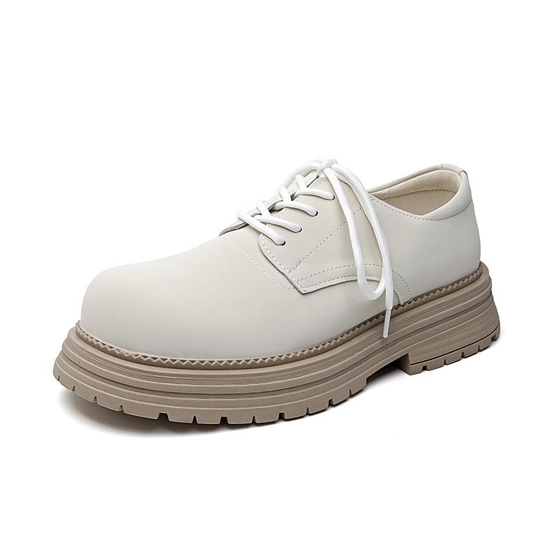 Derby Shoes Men's High-end Men's Martin Boots Low-top Leather Shoes Platform-soled Heightening Shoes Retro Big Head Shoes 24342-R
