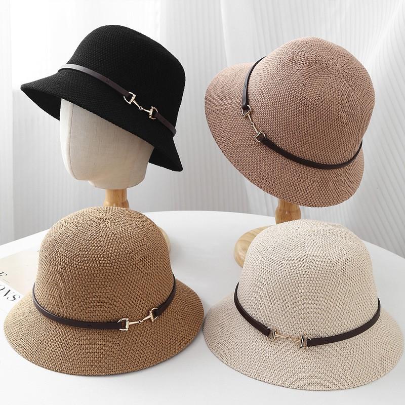 Womens Wide Brim Sun Hat Outdoor Travel UV Protection Foldable Knit Bucket In Black Beige Khaki