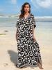 Beach Cover Ups for Swimwear Leopard Printed Maxi Dress Summer Holiday Bathing Suits Factory Supply