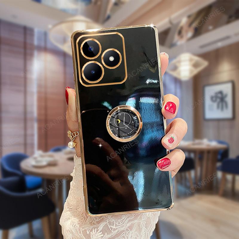 C 53 55 31 Роскошный чехол-держатель с покрытием для Oppo Realme C53 C31 C55 C21y C35 C33 C21 C30 A96 4g Подставка Силиконовая задняя крышка