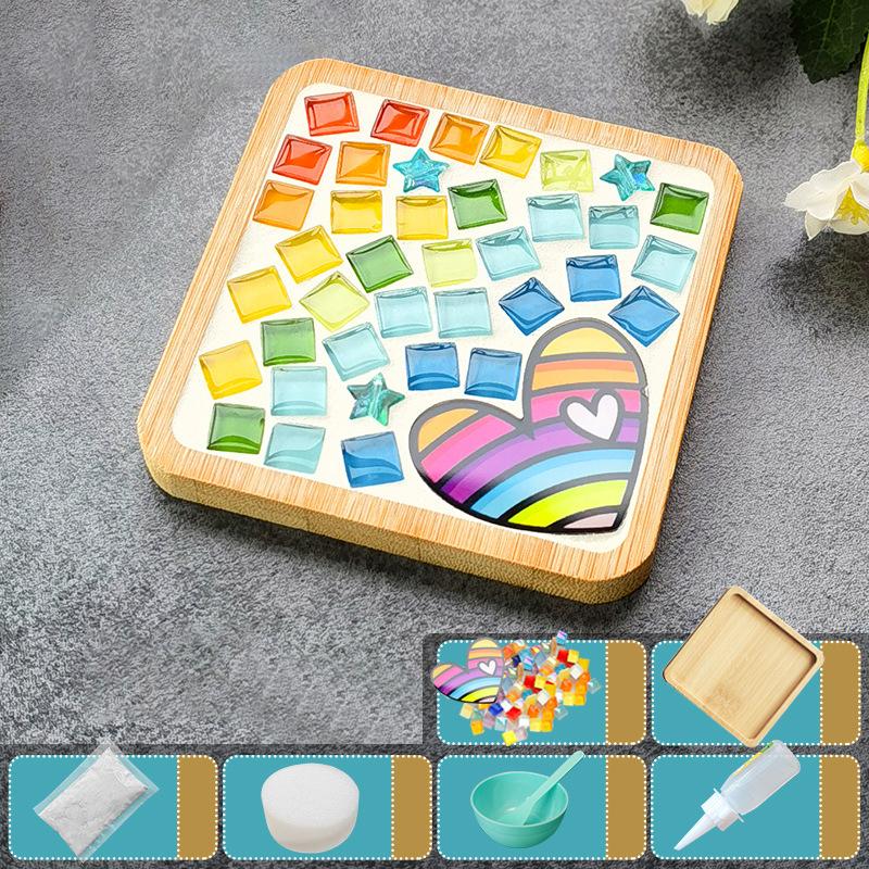 Мозаичный коврик для чашки своими руками, бамбуковая подкладка, раннее образование, бесплатное создание, игрушки ручной работы