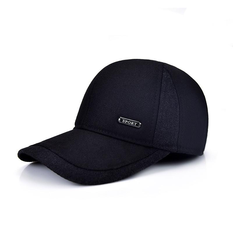 Fashionable Black Gray Coffee Winter Baseball Cap For Men With Warm Cotton Fabric