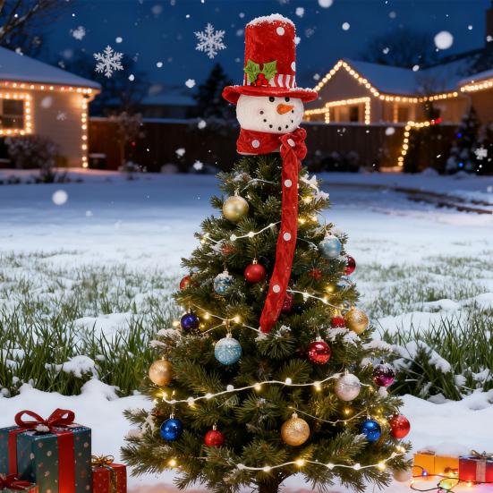 Верхушка для рождественской елки Снеговик Праздничное украшение с шарфом и шляпой Привлекательный праздничный декор