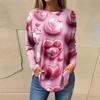 Tee Shirts For Women Casual Round Neck Long Sleeve Shirts Valentine's Day Printing Top Pullover