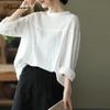 Plus Size Spring Autumn Women Hollow Out Blouse Stand Collar White Black Oversized Cotton Shirt Casual Loose Ladies' Basic Blouse