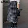 Плюс Размер Женская ретро клетчатая юбка А-силуэта Женская юбка-карандаш с короткими бедрами Зимняя открытая юбка с высокой талией