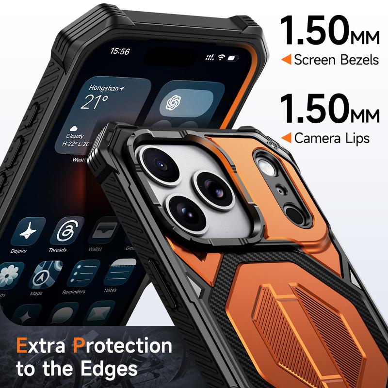 Case For iPhone 17 Air 16e 16 15 14 13 12 17 Pro Max Plus Coque For Magsafe Wireless Charging Magnetic Metal Stand Armor Cover