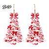 Fun Christmas Theme Earrings 2D Acrylic Earrings, Colorful Tree Dangle with Bow Decorative Holiday Decor, Lightweight Drop Jewelry, Decorations