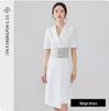Summer Asymmetrical Color Block Chinese Style Dress - Women's Professional Short Sleeve Workwear