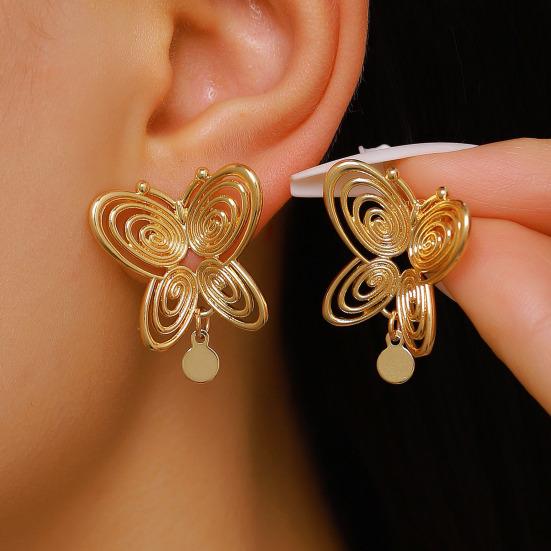 1 Pair Stud Earrings Hollow Spiral Butterfly Design Drop Earrings Lightweight Stable Non-Slip Earrings Jewelry