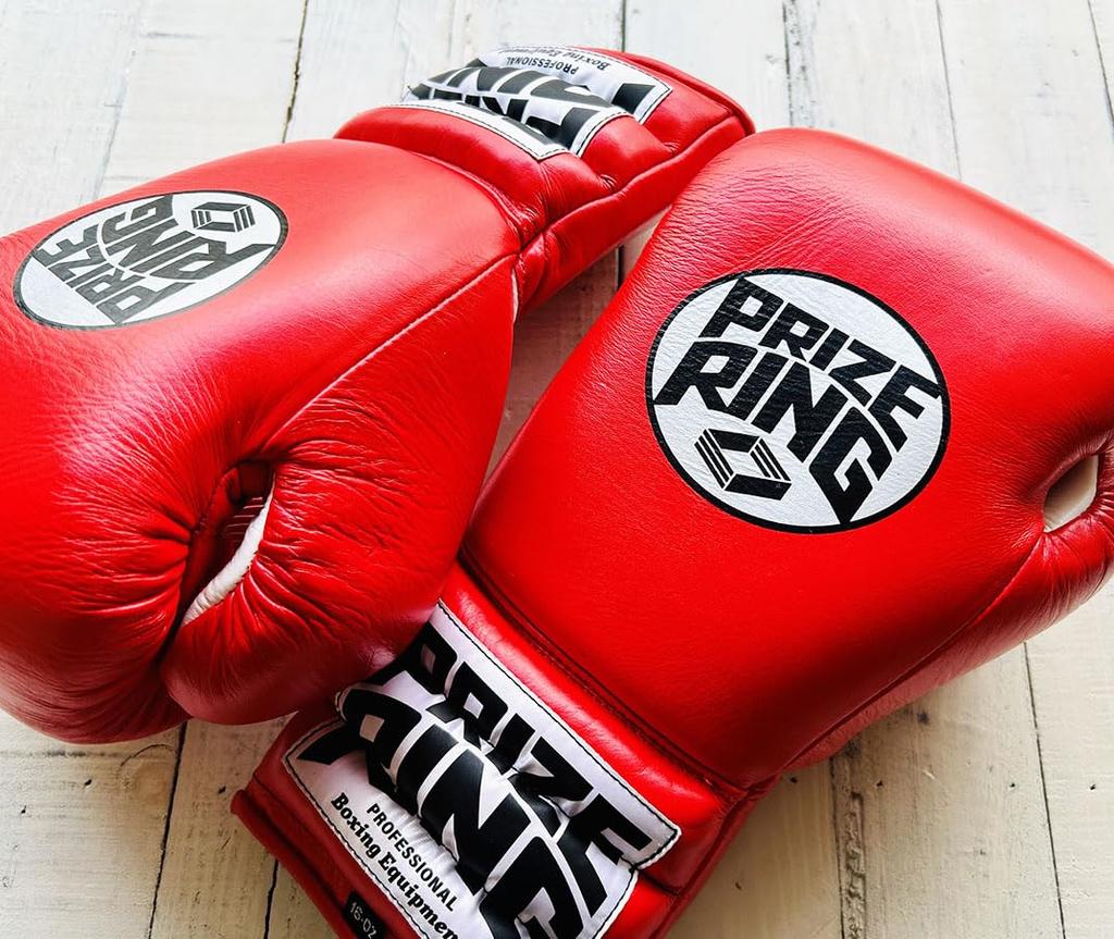 Боксерские перчатки PRIZE RING на шнуровке красные "Professional SX" (14 унций)