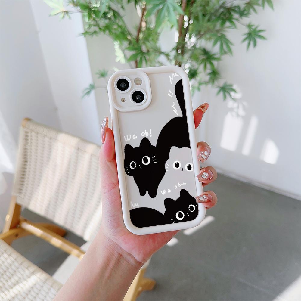 Милый чехол с рисунком котенка из мягкого ТПУ для iPhone 17 Air 16 15 14 Pro Max Plus 13 12 Mini 8 7 X Xs Задняя крышка