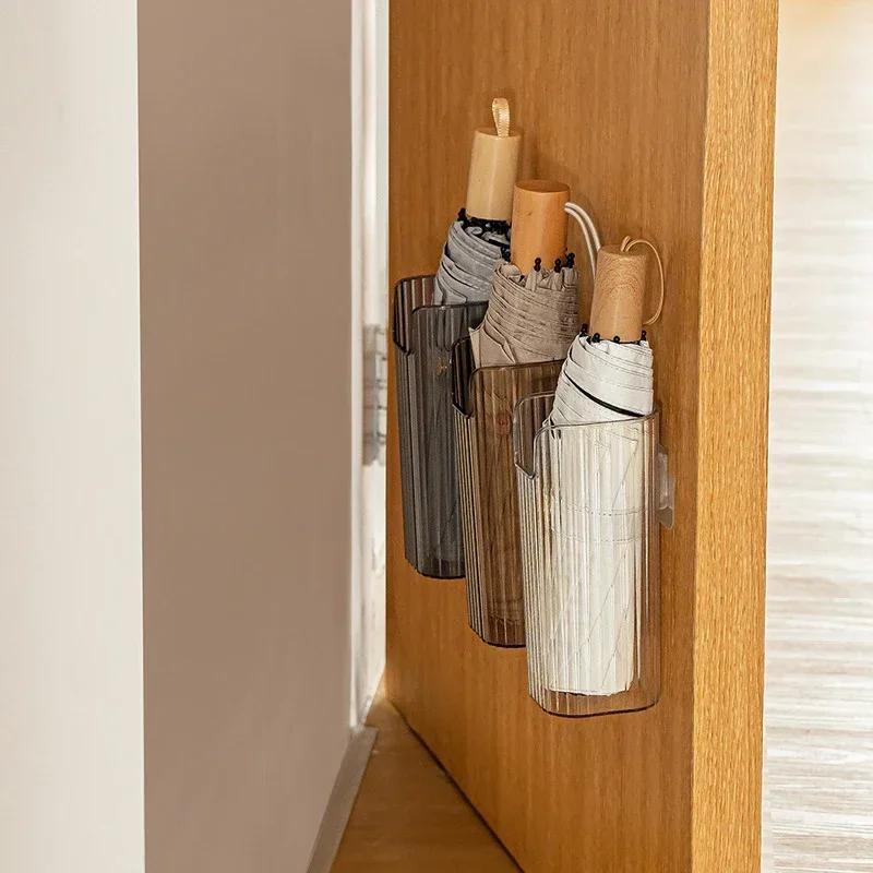 Держатель для зонта, настенный стеллаж для хранения солнцезащитных козырьков, стойка для хранения зонта, держатель для кистей для макияжа, без перфорации, в гостиной