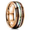Fashion 8mm Men Black Stainless Steel Rings High Polished Blue Abalone Shell for Men Wedding Party Jewelry Anniversary Gifts