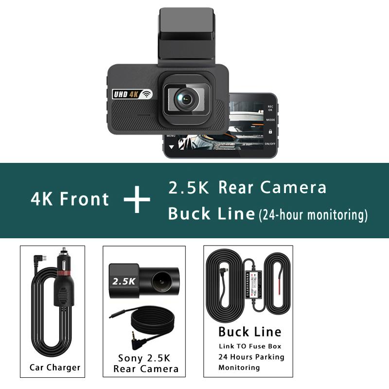 Dash Cam UHD 3840*2160P  4K + 2.5K Dual Lens Car DVR with ADAS 5G WiFi GPS Black Box Video Drive Recorder WDR/HDR Night Vision