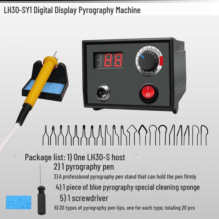 Набор инструментов для пирографии Pengjia Professional: Машина для гравировки и выжигания по дереву с контролем температуры, электрическим утюгом и щетками для тыквы