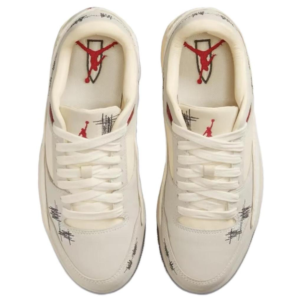 Air Jordan Who Decides War x Jordan Flight Court The World Is Your Court - Креповые женские кроссовки кремового цвета с кокосово-молочным и университетским красным оттенком HQ2958-100