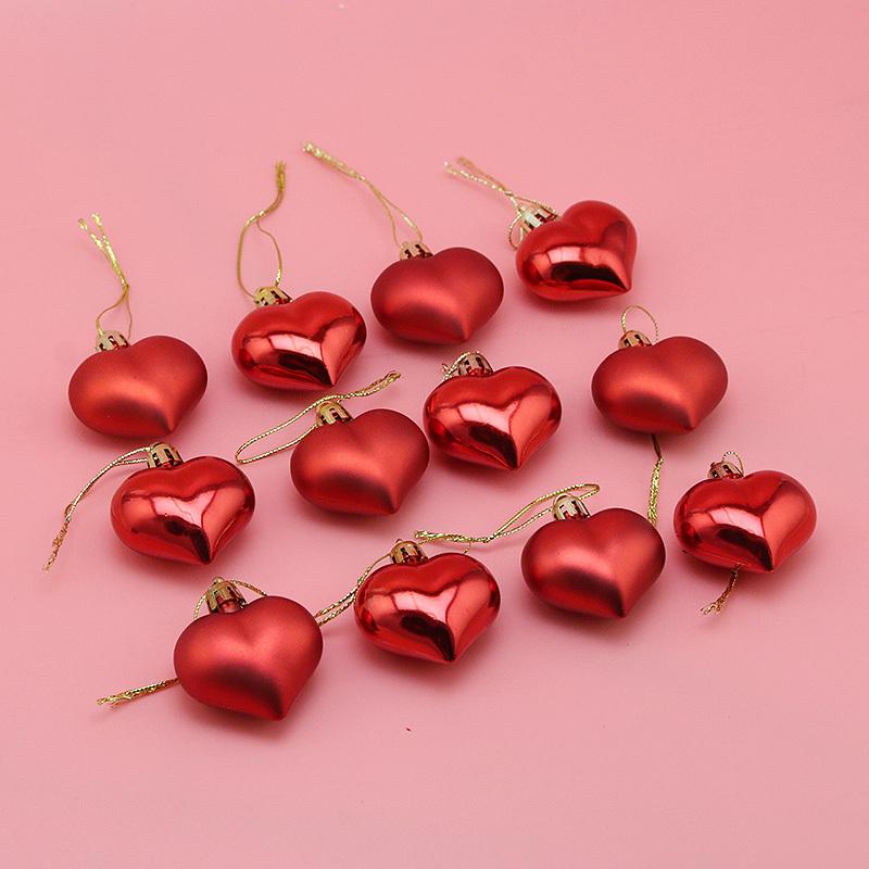 (12шт / уп)5 см Подвеска на елку Позолоченное сердце Шар Xmas Подвеска Пластик Матовый Смесь Аксессуары для украшения Вечеринка