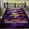 Custom Name Minnesota Vikings Crystal Velvet Floor Rug Personalized Text Soft Carpet Home Decor