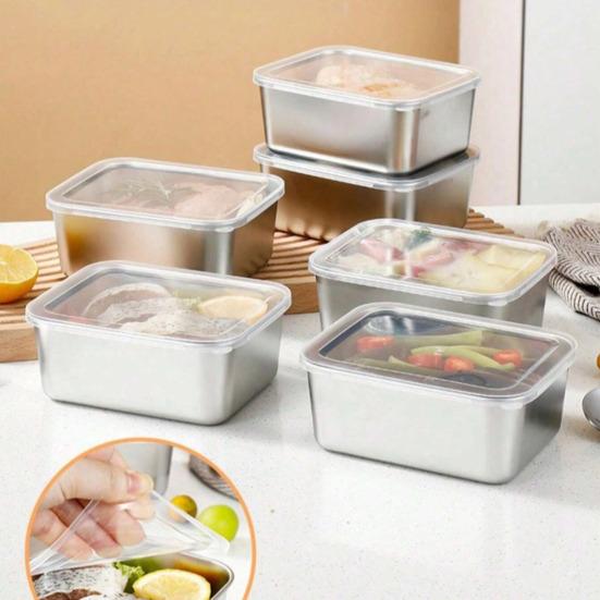 Контейнеры для хранения продуктов из нержавеющей стали с крышками, герметичные квадратные коробки для приготовления еды, пригодные для холодильника и духовки, герметичные коробки для ланча Bento без содержания бисфенола А