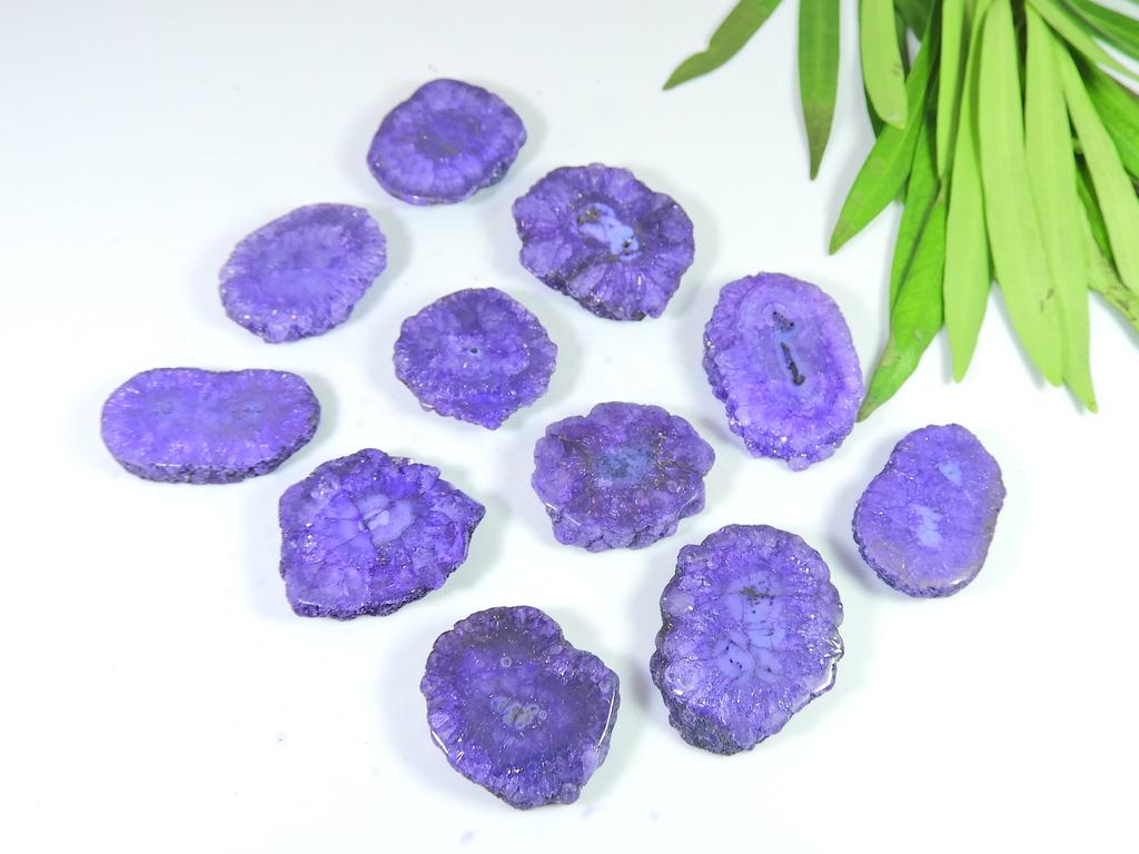 11 шт. Синий солнечный друзовый агат жеодовый кабошон россыпью драгоценных камней 462 карата RQ-2655