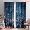 2 шт., 2D плоская печать Шторы Цифровая печать Городской вид из окна Полиэстер Легкая установка (без удилища) Украшения для дома для