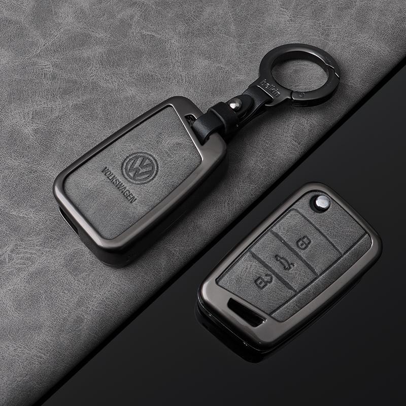 For VOLKSWAGEN VW For VW Volkswagen Golf 7 MK7 Tiguan MK2 T-roc T-cross High Quality Leather Car Key Case Protector Cover Shell