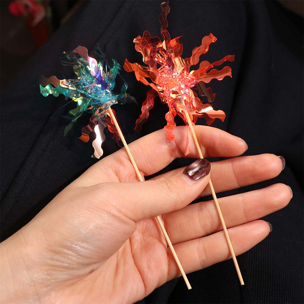 10 pieces Colorful Foil Firework Cupcake Toppers Fireworks Tassels Cake Decoration DIY Baking